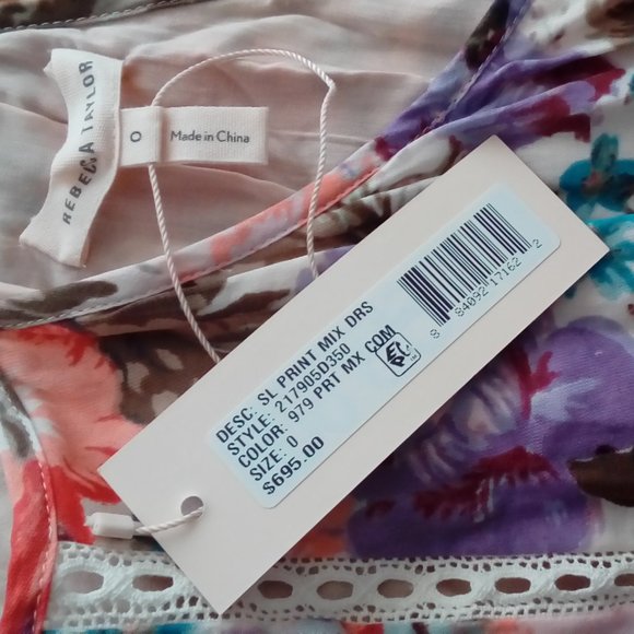Rebecca Taylor Mixed Print Dress New with Tag Size 0 - Picture 8 of 11